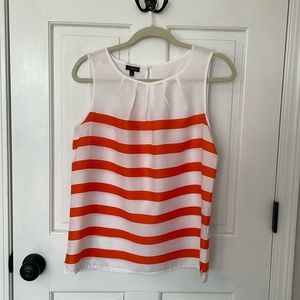 Talbots Sleeveless Top - White w/orange stripes - size 6